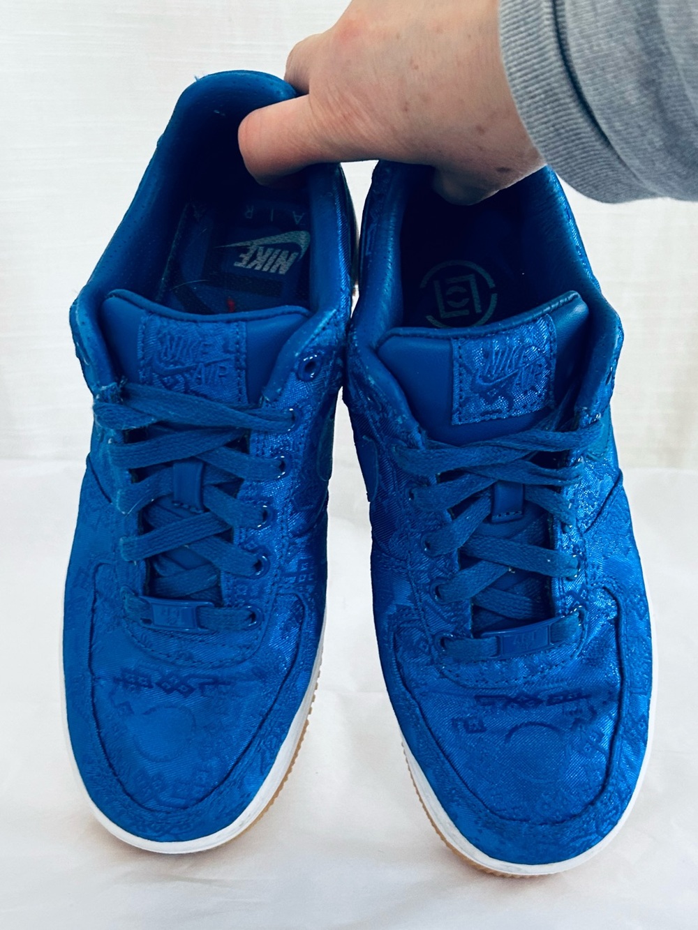 Nike Air Force 1 Low Blue Clot Silk Low-Top Sneakers with Gum Outsole - Picture 11 of 12